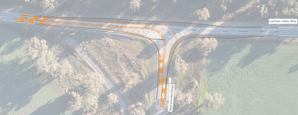 Intersection design showing concurrent vehicle turning movements